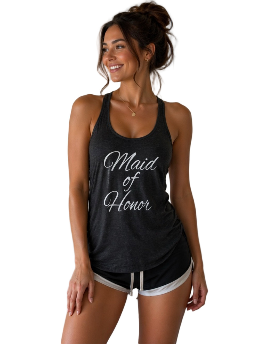 bella canvas maid of honor Gray Tank Top with a bow